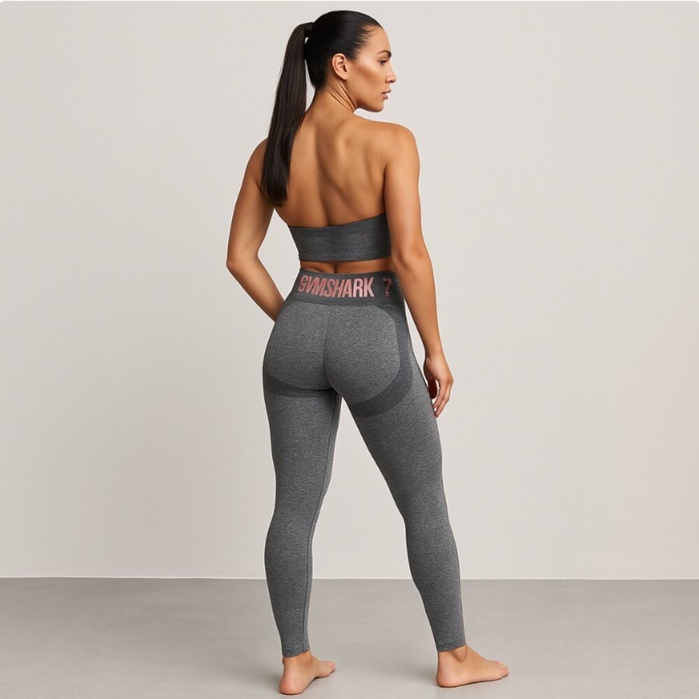 Gymshark Flex High Waisted Seamless Leggings Grey Pink Marl Small AW18-435